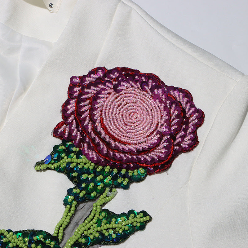 tailored blazer with sequin rose embroidery – ROSABELIX