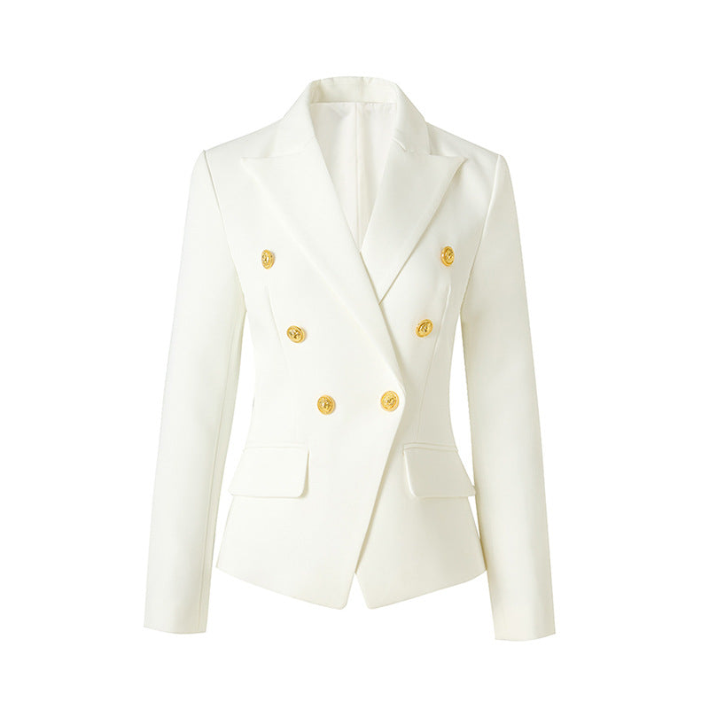Double-breasted tailored blazer with gold buttons – REGAL