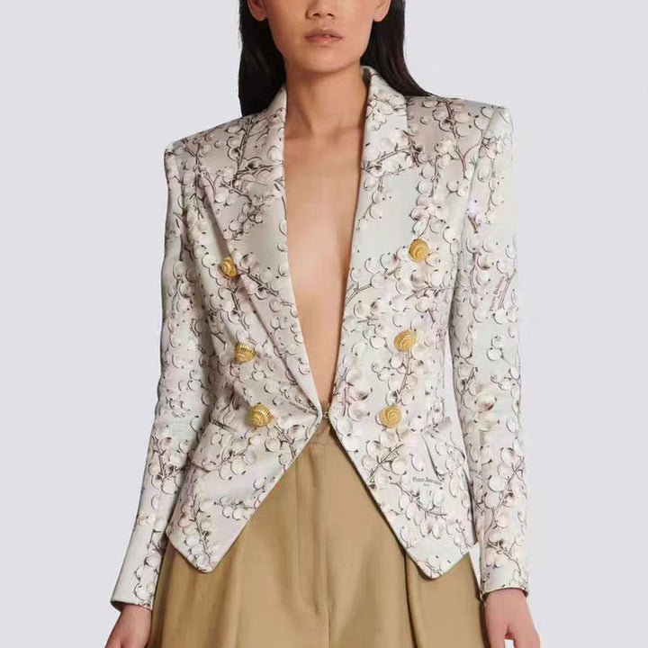 embroidered double-breasted blazer with gold buttons – ROYALE