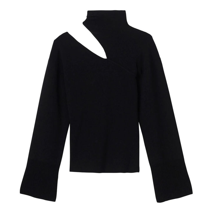 asymmetric cutout high-neck top – IBTISAM
