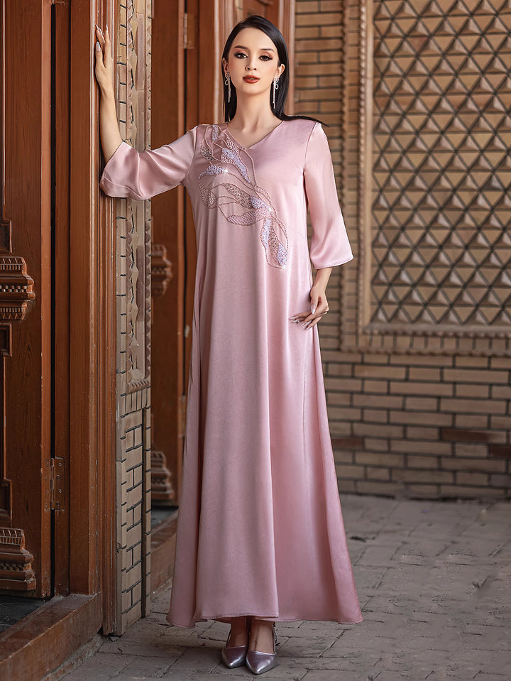 sleeveless draped maxi dress with round neckline - ALTHEA