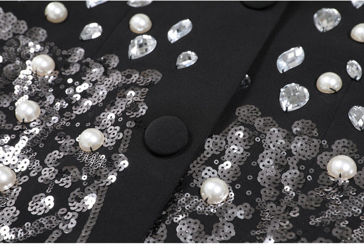 tailored blazer with pearl and crystal embellishments - SERENAZU