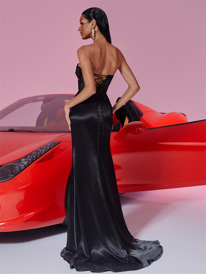 Plissiertes Oberteil mit ausgestellten Ärmeln und Maxirock-Set mit Taillengürtel – Rosiny 