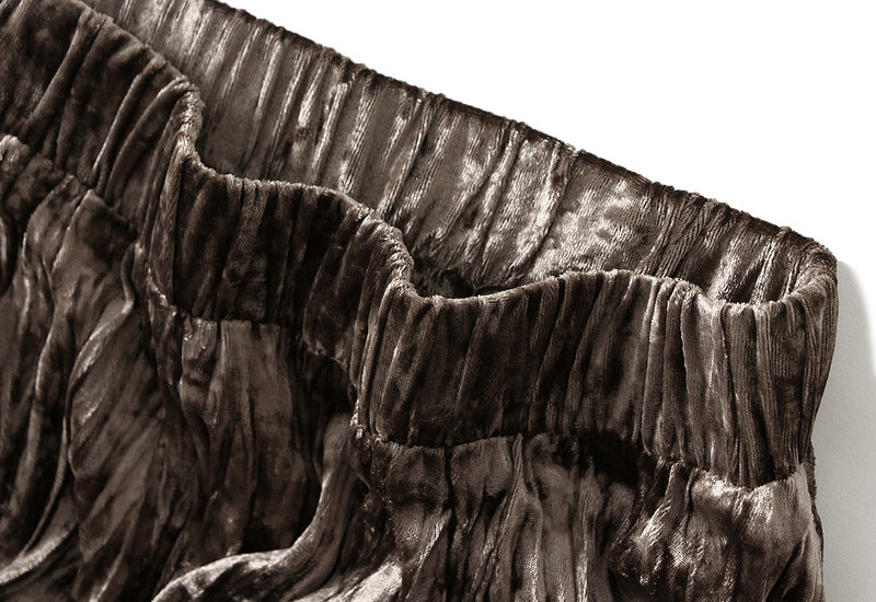 metallic crinkled pleated maxi skirt – ASTRAYA