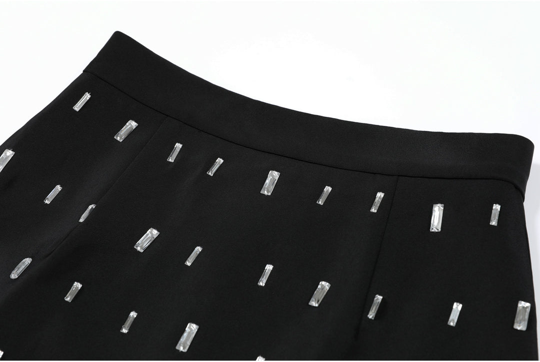 Haut à manches évasées plissées et ensemble jupe longue avec ceinture à la taille – Rosiny 