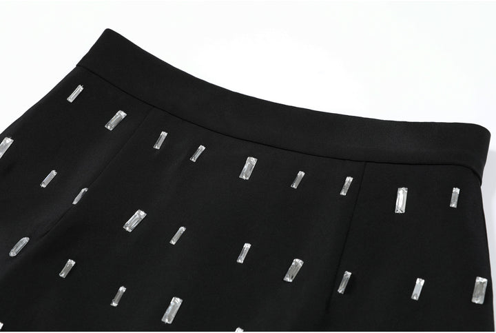 Haut à manches évasées plissées et ensemble jupe longue avec ceinture à la taille – Rosiny 