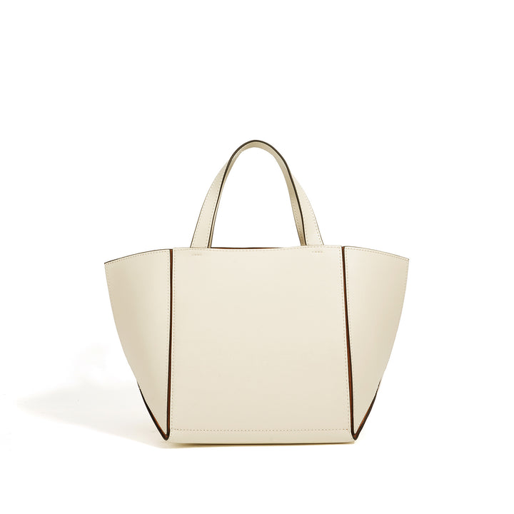 structured leather tote bag with wide side panels - ZARAZKI