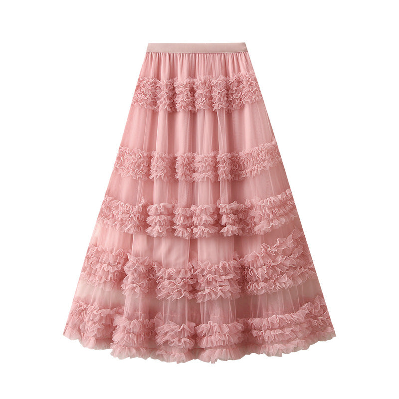tiered tulle skirt with horizontal ruffle bands – BLOORA