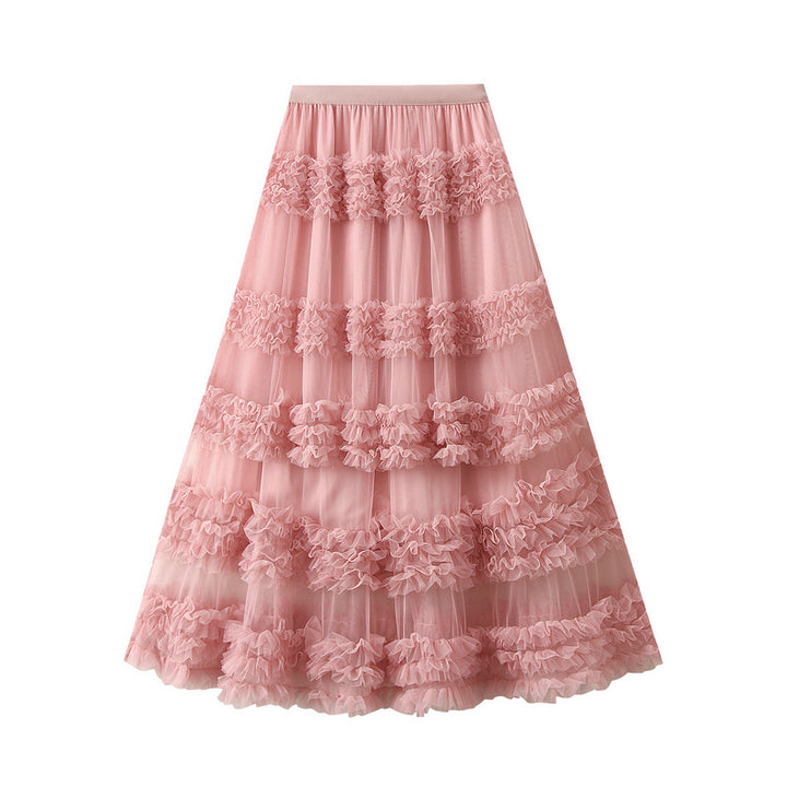 tiered tulle skirt with horizontal ruffle bands – BLOORA