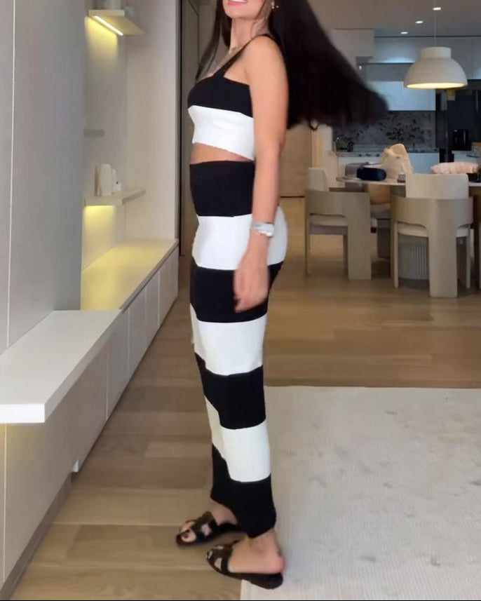 Haut à manches évasées plissées et ensemble jupe longue avec ceinture à la taille – Rosiny 