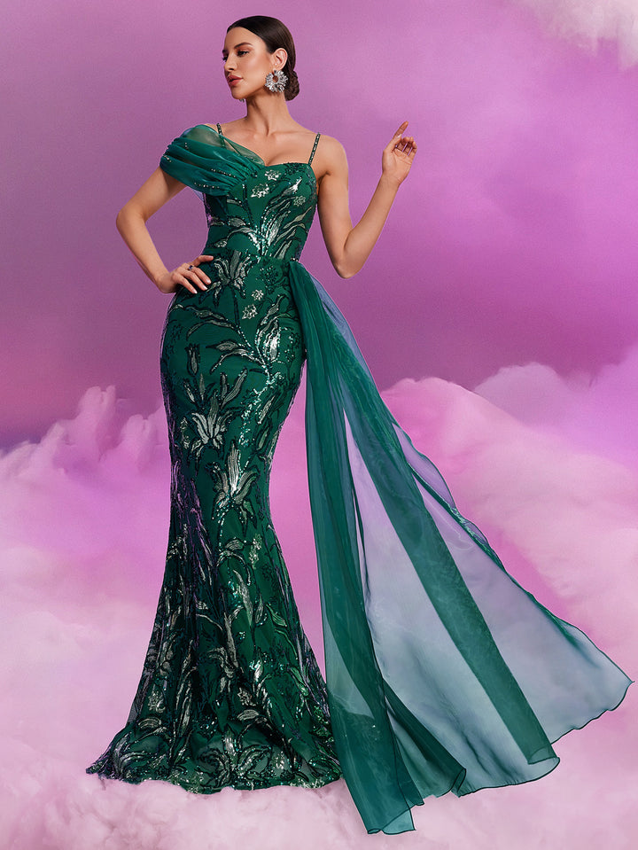 Plissiertes Oberteil mit ausgestellten Ärmeln und Maxirock-Set mit Taillengürtel – Rosiny 