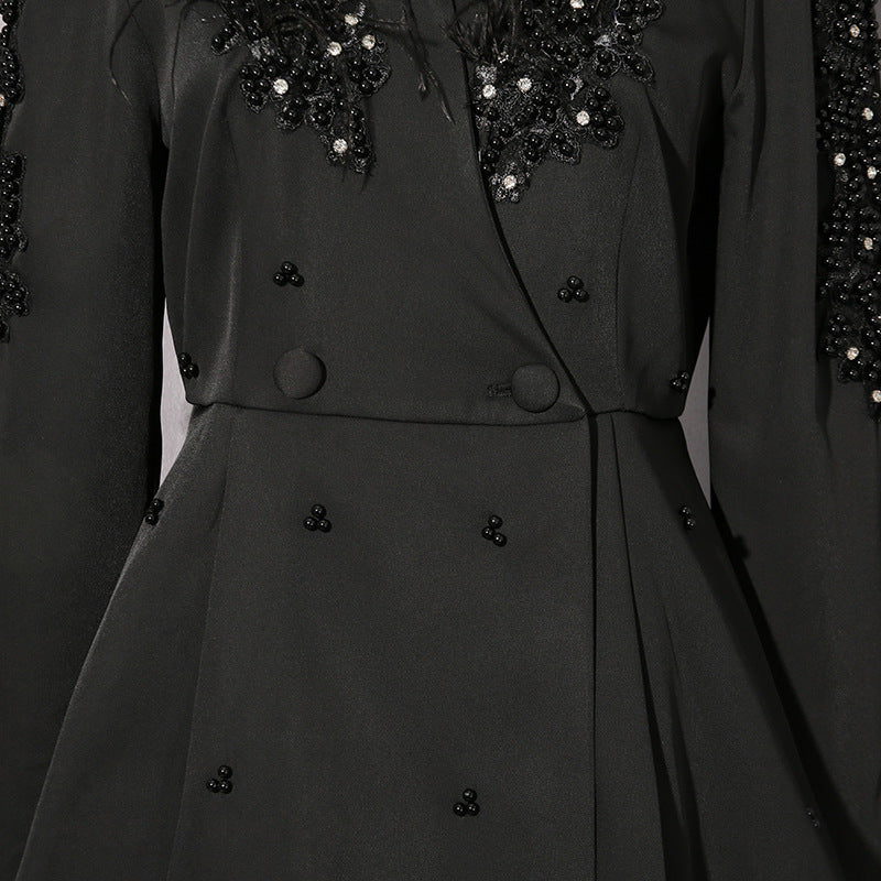 Plissiertes Oberteil mit ausgestellten Ärmeln und Maxirock-Set mit Taillengürtel – Rosiny 