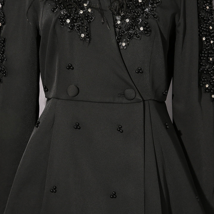 Plissiertes Oberteil mit ausgestellten Ärmeln und Maxirock-Set mit Taillengürtel – Rosiny 