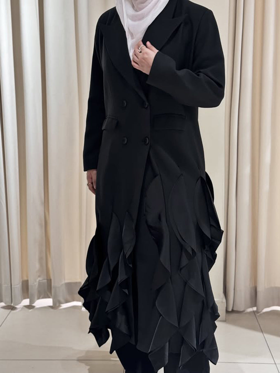 Geplooide top met uitlopende mouwen en maxi-rok set met tailleband – Rosiny 