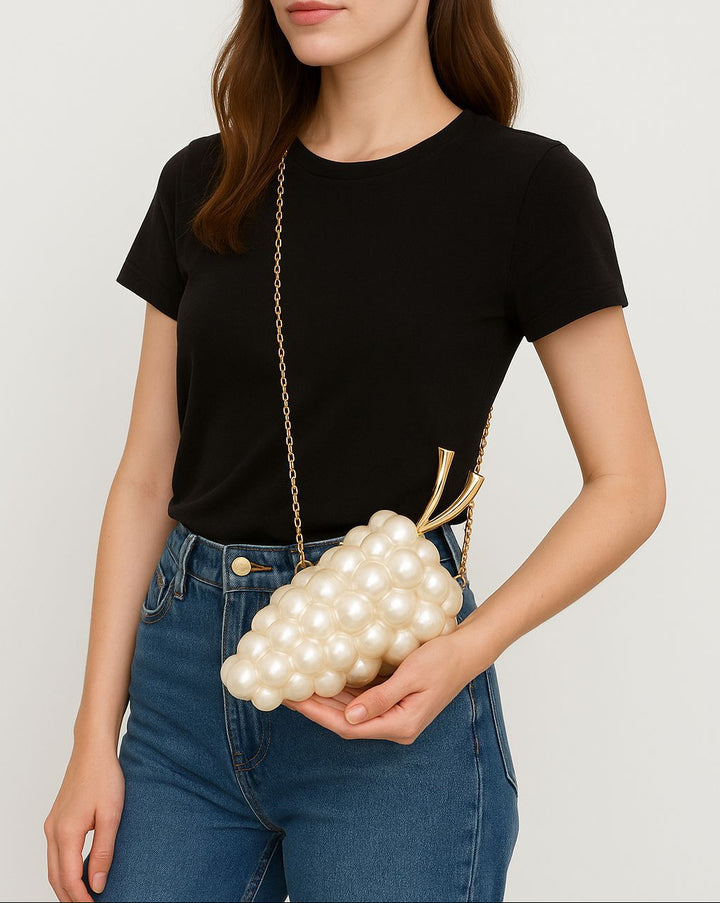 metallic bubble clutch bag with gold handle – BERRY