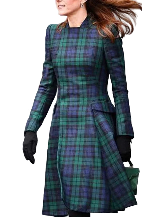 plaid fit-and-flare midi dress with waist detail – HIGHLAND