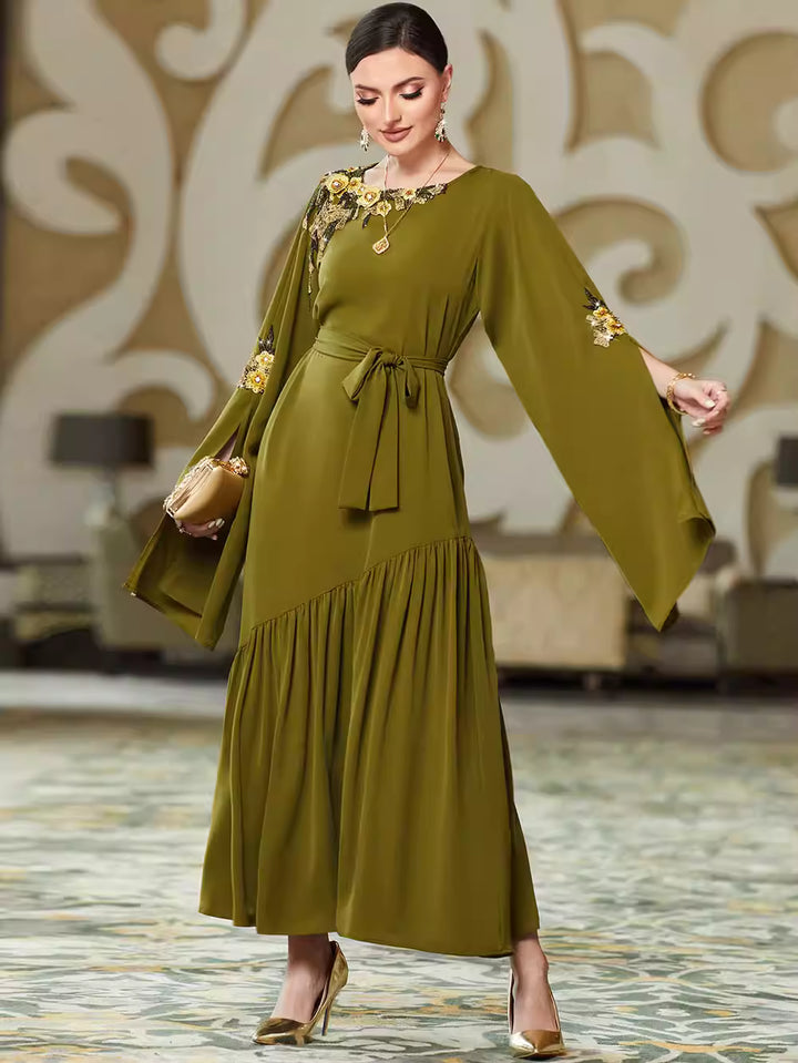 Elegant Long Sleeve Maxi Dress with Refined Fit – ALTHEA
