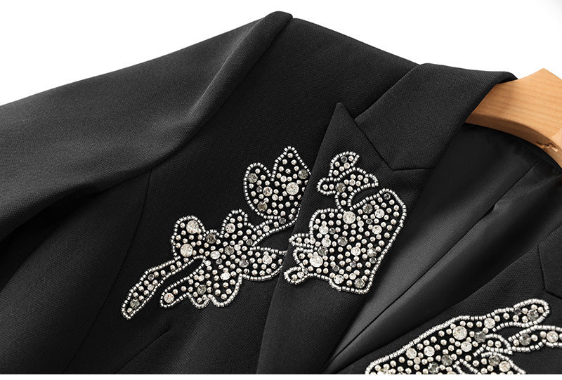 tailored blazer with crystal floral lapel embroidery – BLOSSOM