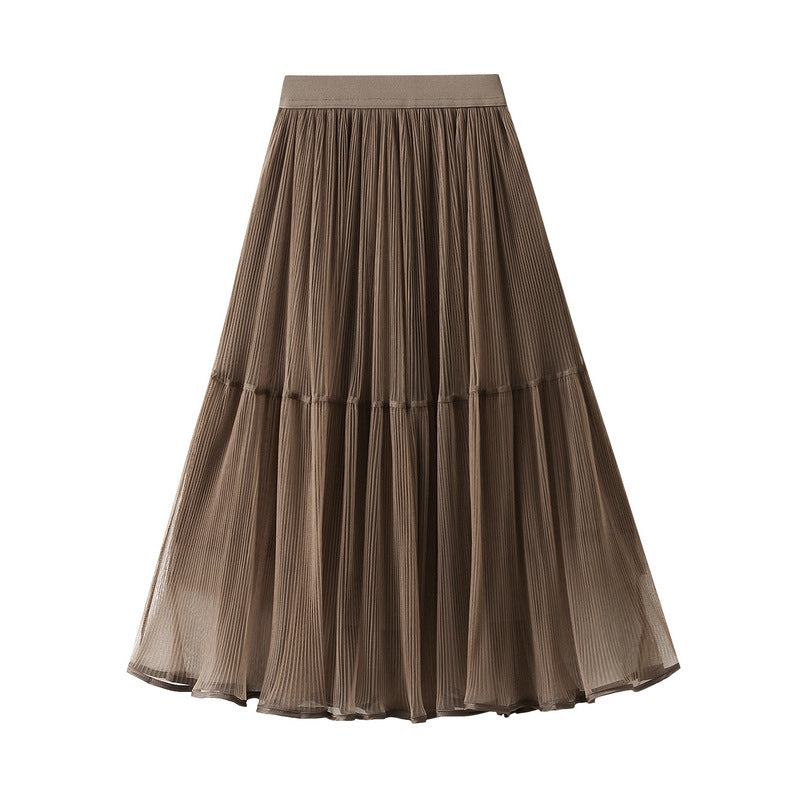 tiered pleated chiffon midi skirt – AUREN