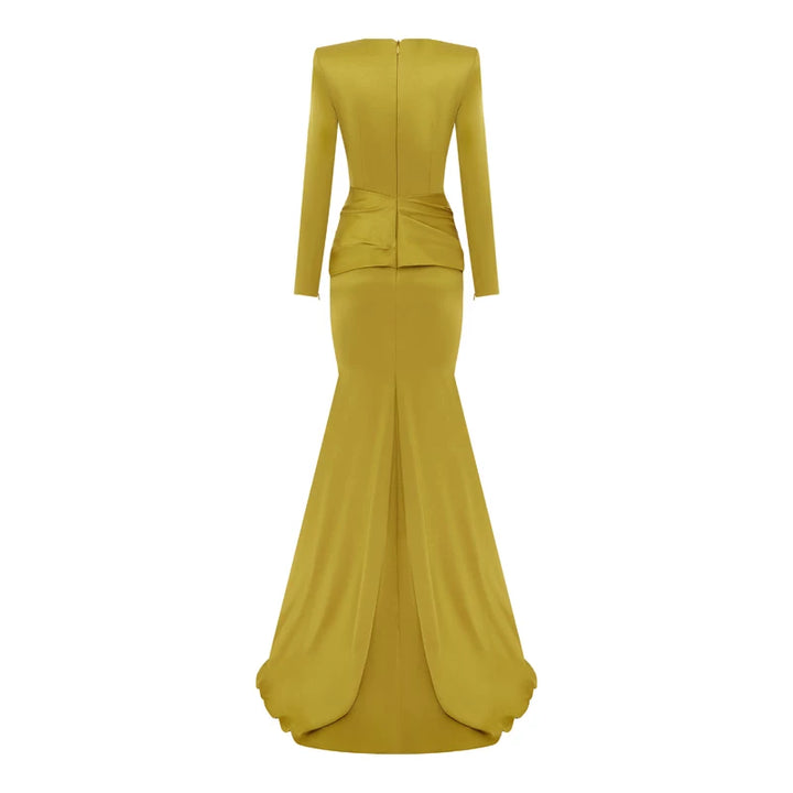 Long Sleeve Draped Mermaid Gown – ZELORA