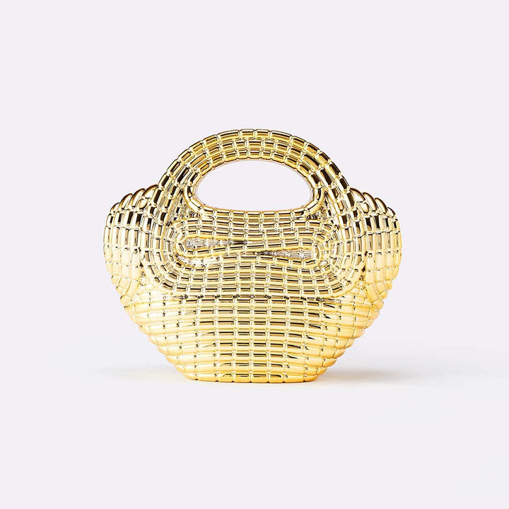 编织藤条手提包，配有双层皮革手柄 – LÉONIE 