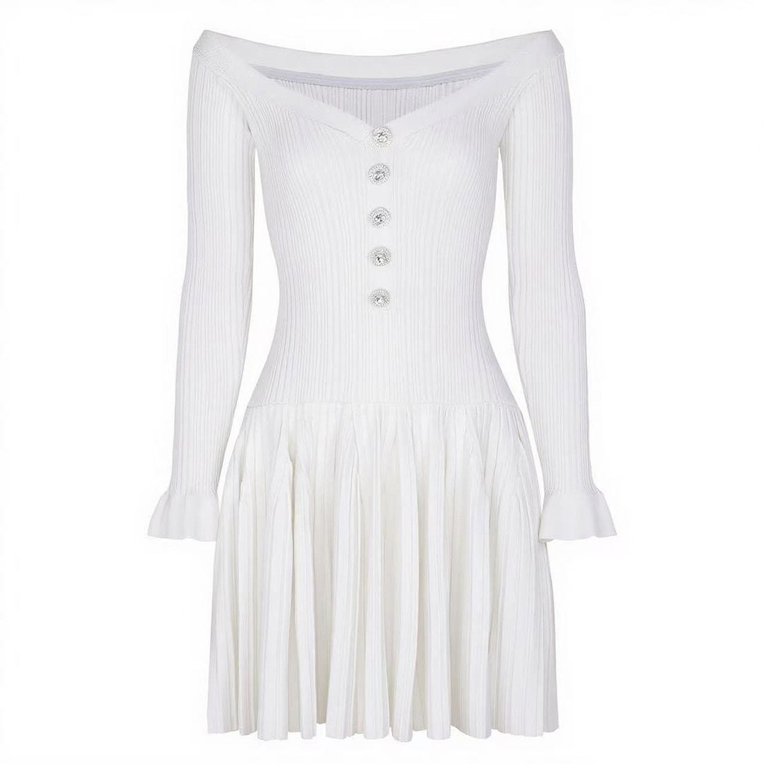 Plissiertes Oberteil mit ausgestellten Ärmeln und Maxirock-Set mit Taillengürtel – Rosiny 