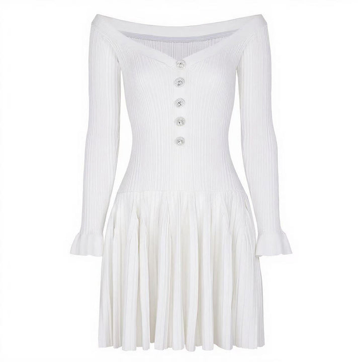 Plissiertes Oberteil mit ausgestellten Ärmeln und Maxirock-Set mit Taillengürtel – Rosiny 