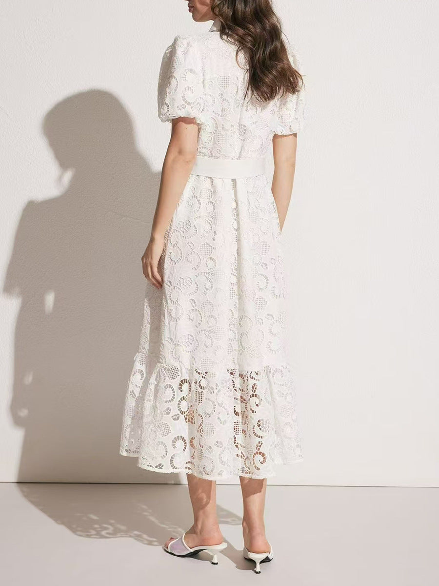 فستان متوسط ​​الطول بأكمام منفوخة – إلورازاتشي