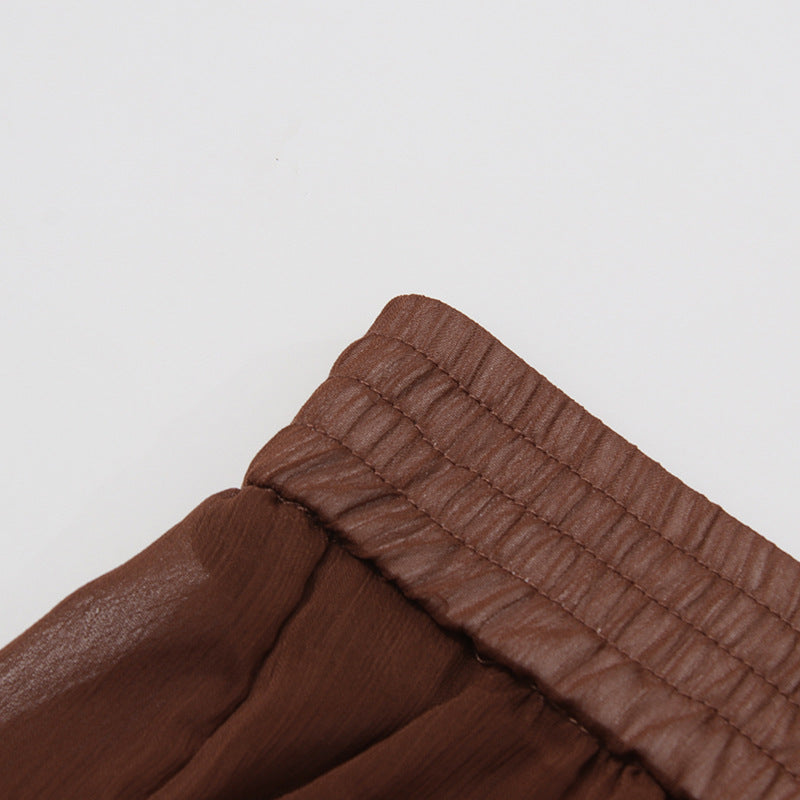 طقم بلوزة وبنطلون شفاف مطوي – سيينا