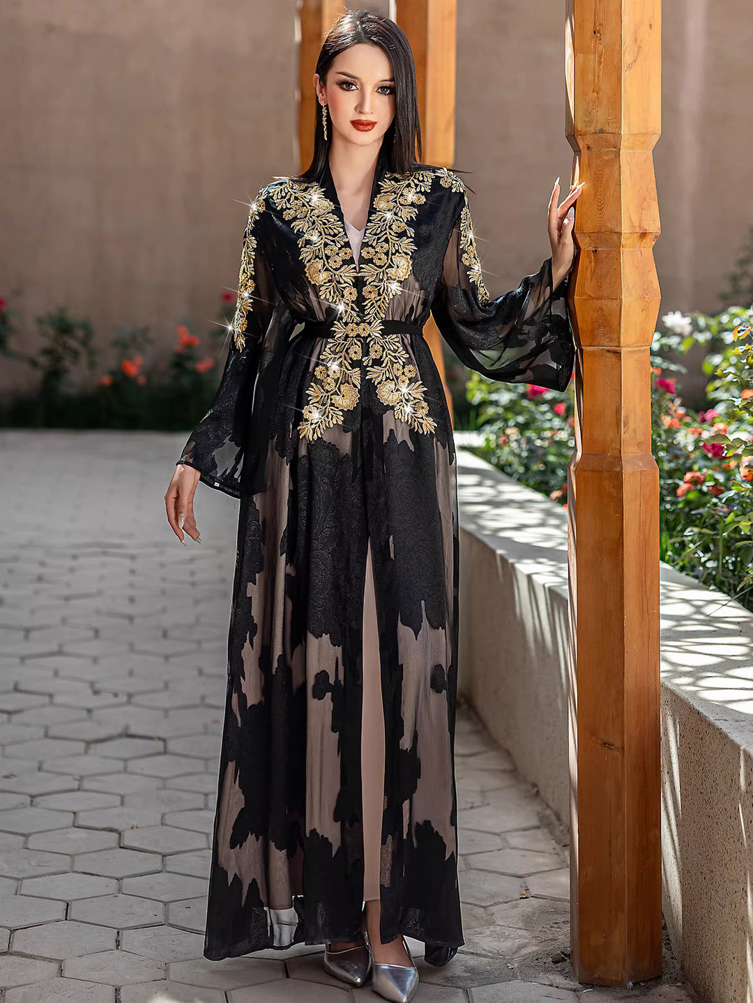 Elegant Long Sleeve Maxi Dress with Structured Fit – ARIELLE