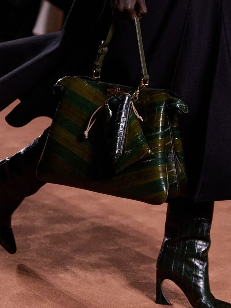 caramel knee-high leather boots with curved heel – SIENNA