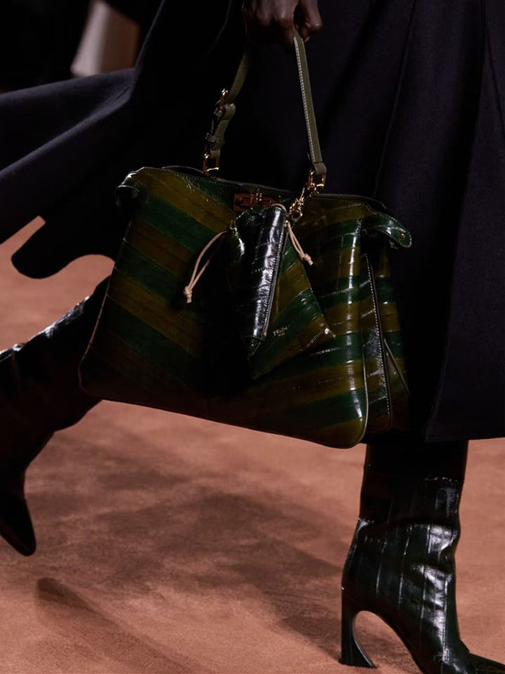 caramel knee-high leather boots with curved heel – SIENNA