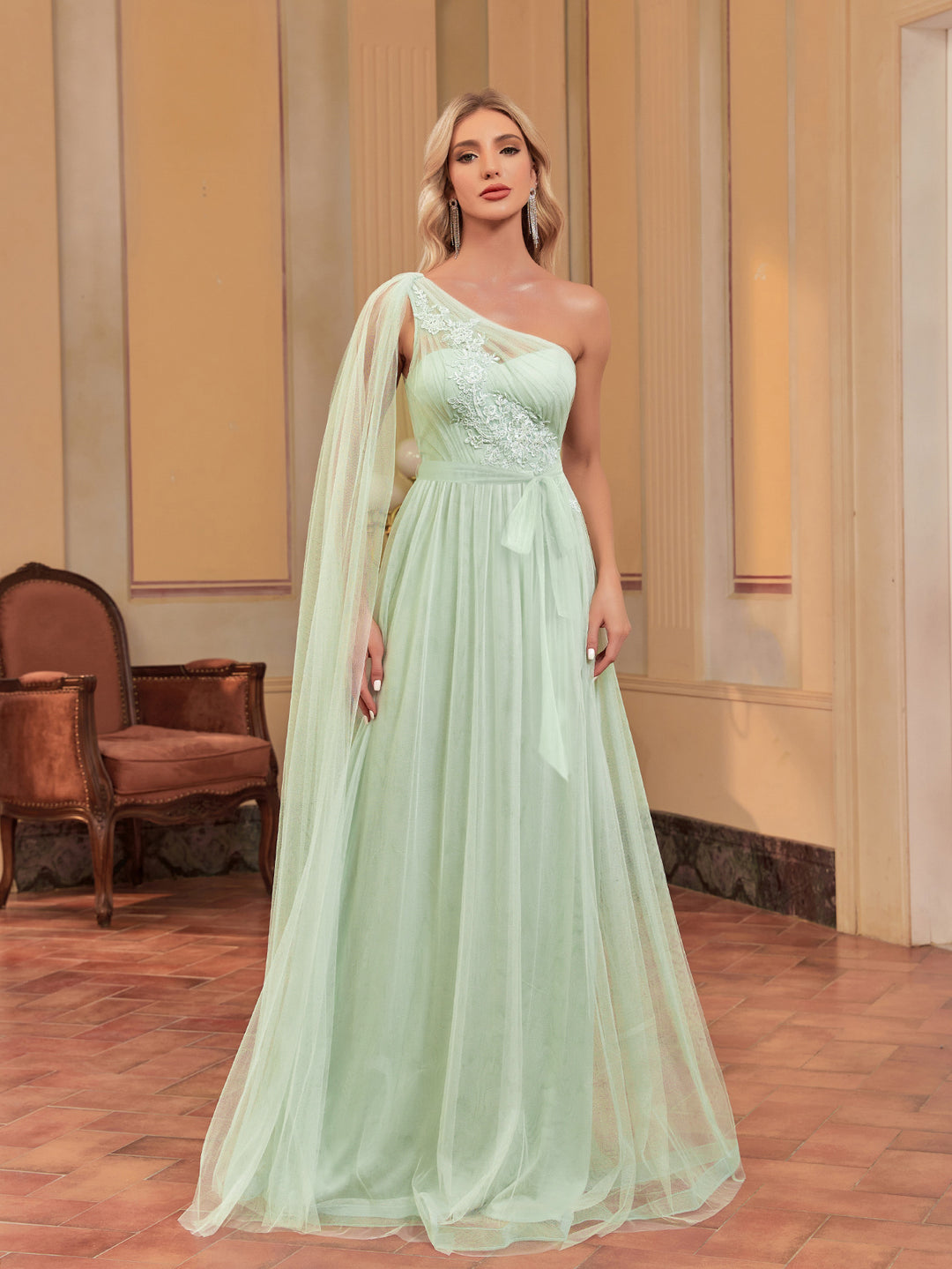 Geplooide top met uitlopende mouwen en maxi-rok set met tailleband – Rosiny 