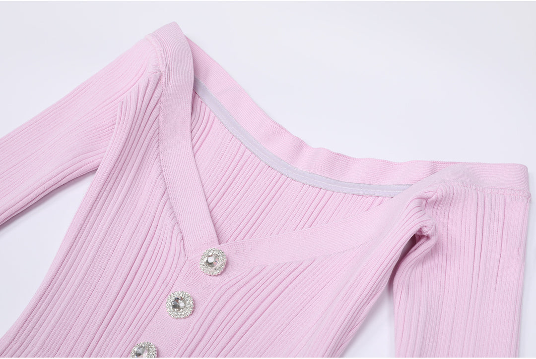 Plissiertes Oberteil mit ausgestellten Ärmeln und Maxirock-Set mit Taillengürtel – Rosiny 