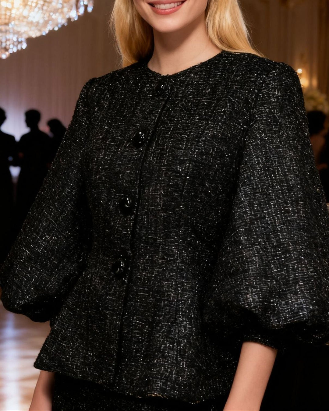 جاكيت بأكمام منفوخة وأزرار - كلير