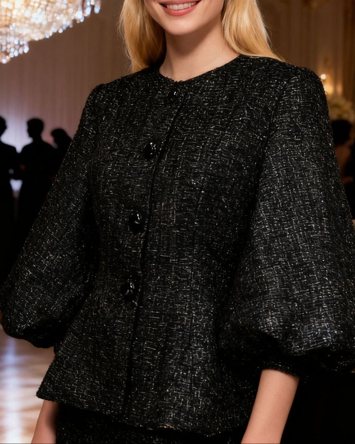 جاكيت بأكمام منفوخة وأزرار - كلير