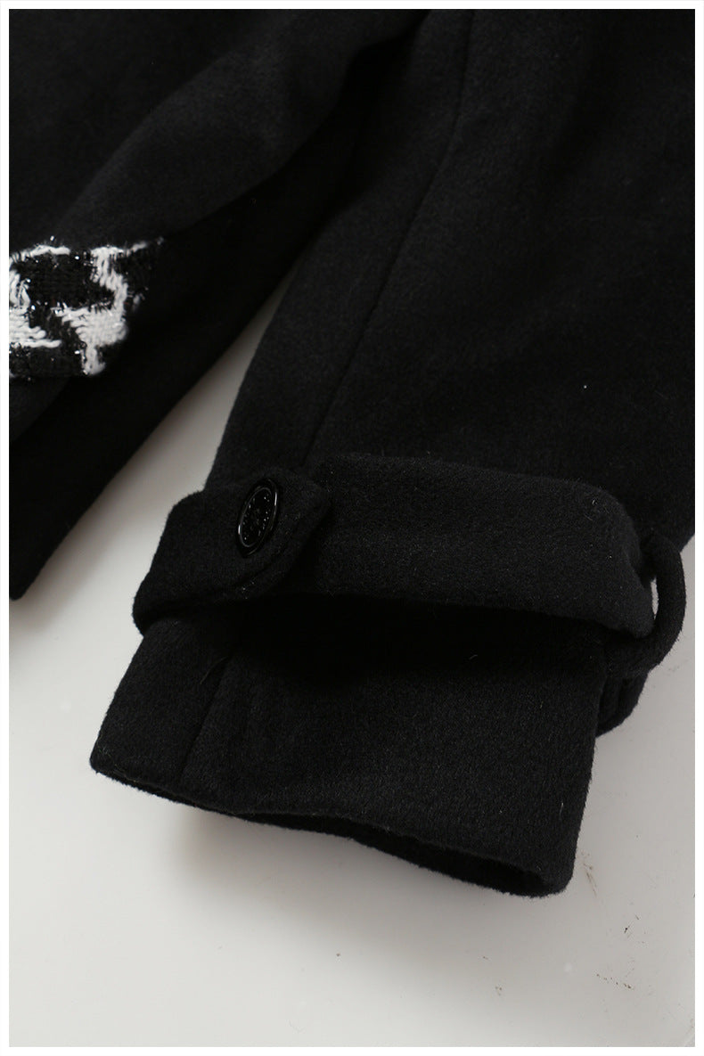 houndstooth panel belted wool coat – RAVEN