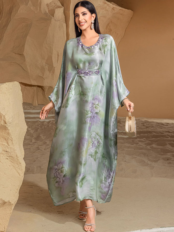 costume évasé sur mesure avec manches bouffantes en satin – VALENCIA 