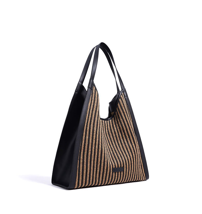 striped woven tote bag with leather edges – MIRAVLI