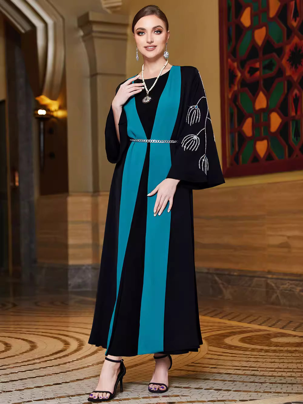 striped open-front cardigan with embroidered sleeves - ZARAXO