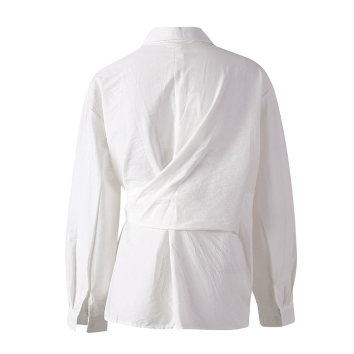 wrap-front cotton shirt with tie waist – IVELINE