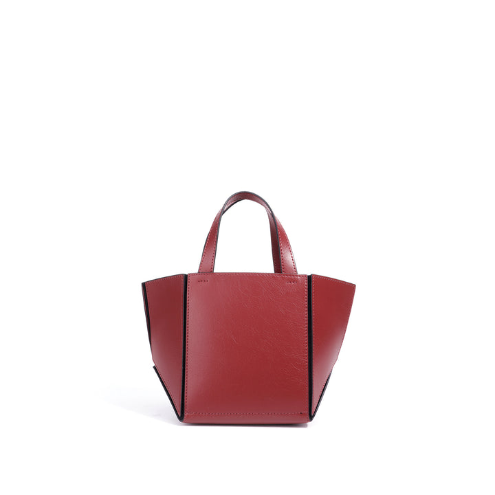 structured leather tote bag with wide side panels - ZARAZKI