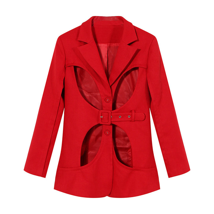cut-out belted blazer with structured silhouette – SCARLET