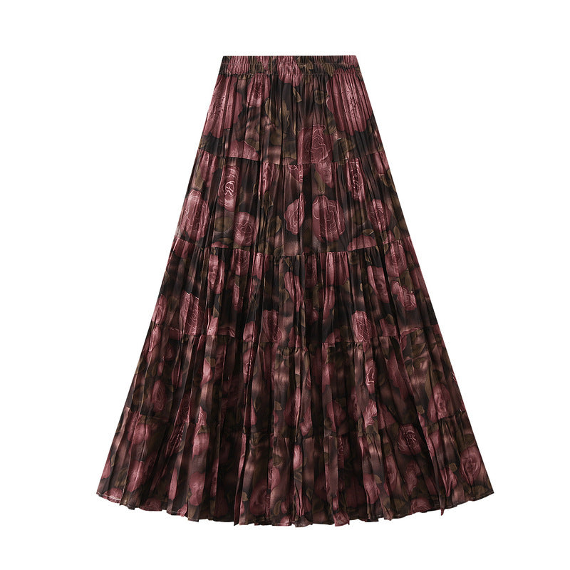 tiered abstract-print maxi skirt – AURORA