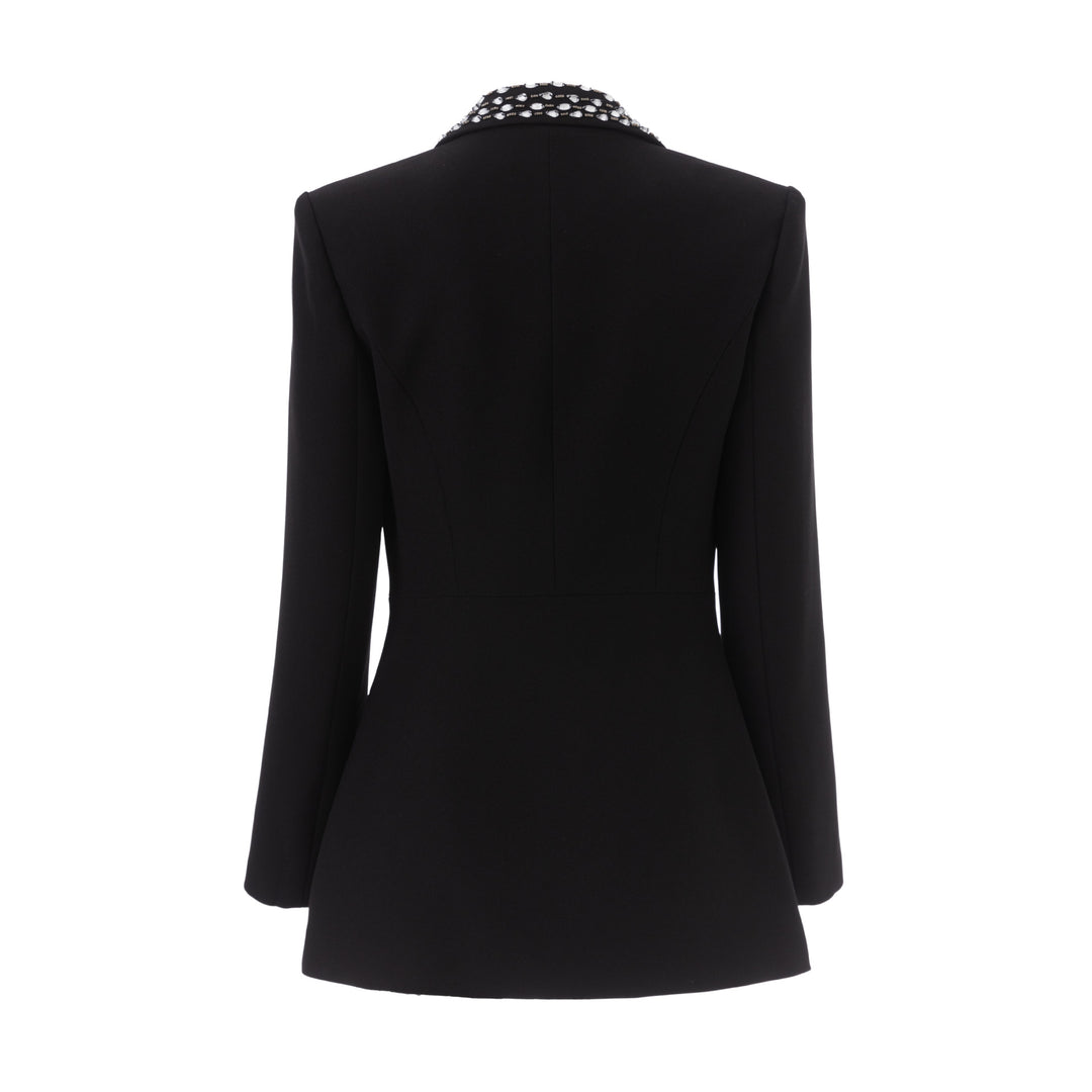 tailored blazer with crystal-embellished lapel – GERETA