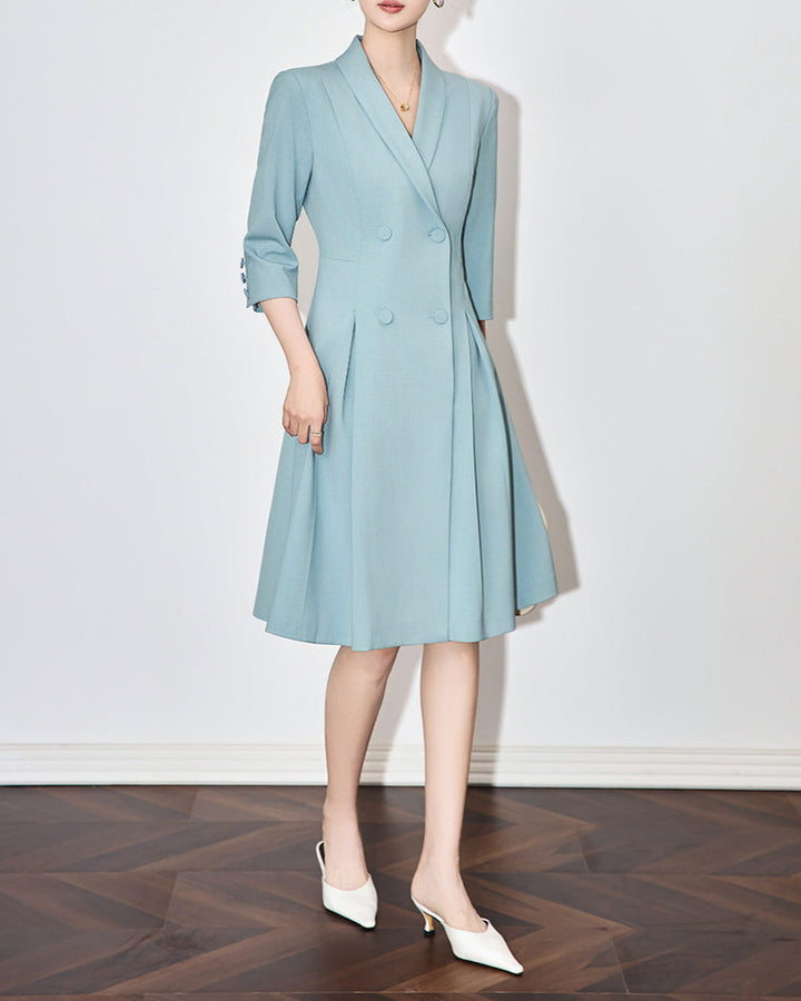 driekwart mouw overslagjurk met pailletten revers en bloemenapplicatie – ALINA 