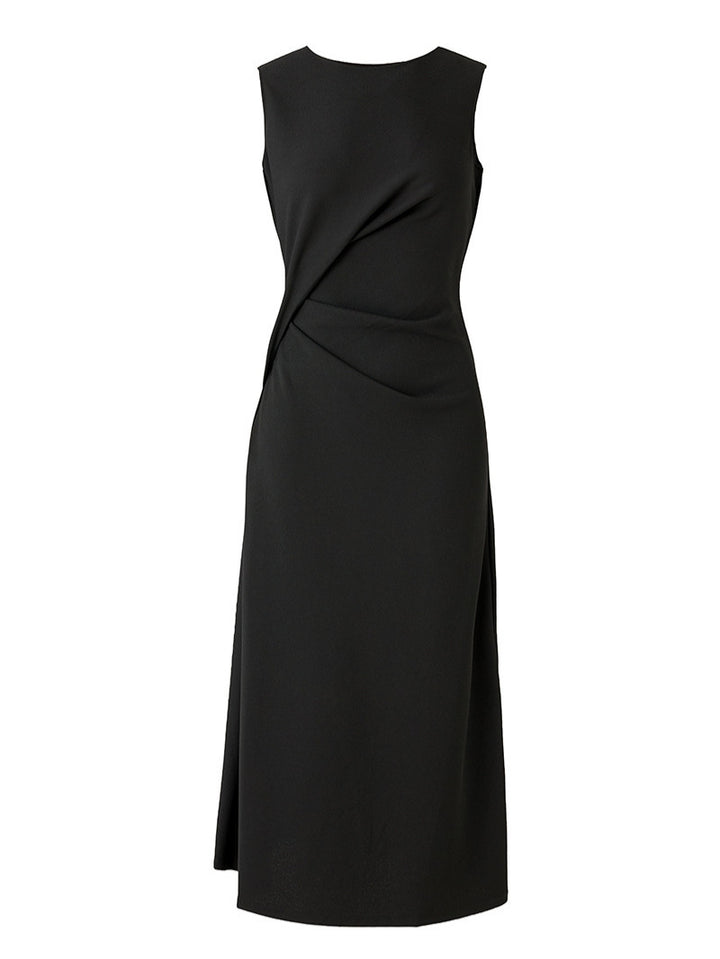 Sleeveless draped column dress with side slit – DRAPE