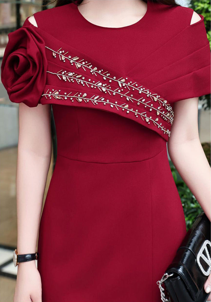 asymmetric embellished shoulder gown – AMARA