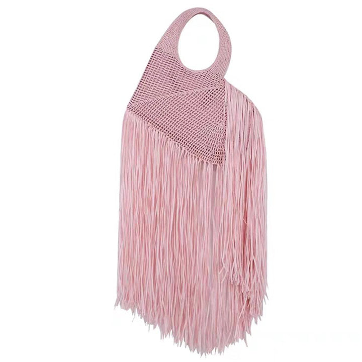 woven fringe tote bag with round handle – SIENARU