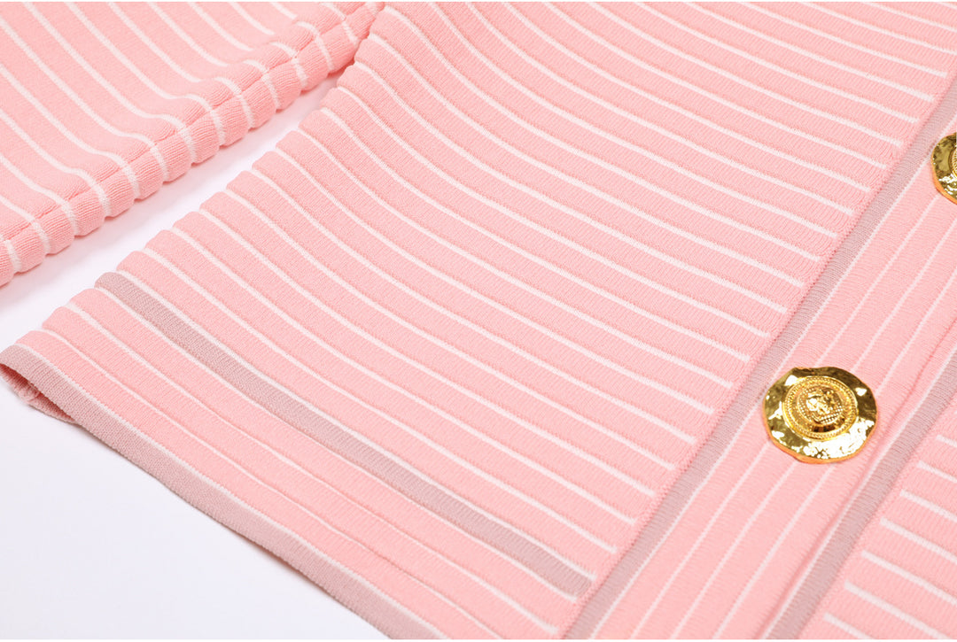 striped knit jacket with gold buttons – AURELIADI